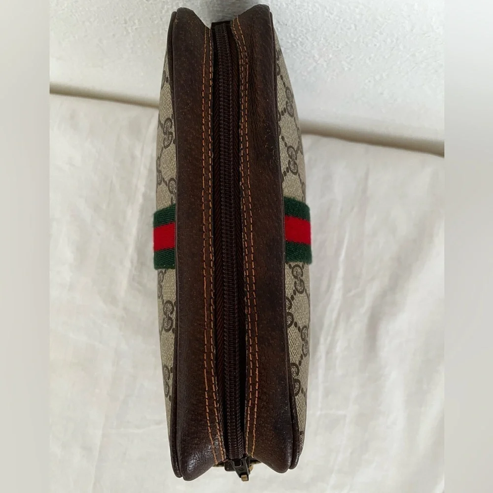 Rare Gucci GG Supreme Sherry Line Cosmetic Pouch Original Interior Late 70s-80